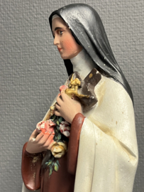 Heiligenbeeld Theresia van Lisieux, 41 cm, gips, lichte beschadigingen (10)