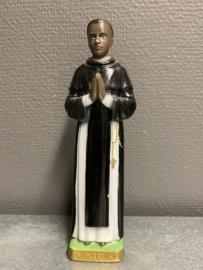 Heiligenbeeld Martinus de Porres, gips 20 cm (3)