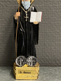 Beeld Heilige Benedictus van Nurcia, resin, 13cm (2)