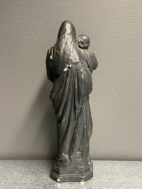 Heiligenbeeld Maria met kind, beton geverfd, 42 cm (8)