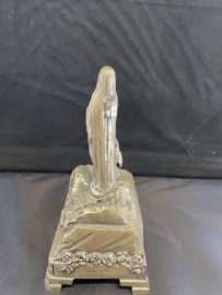 Niet werkende speeldoos, Lourdes grot souvenir, Tin,  14 cm, antiek (7)