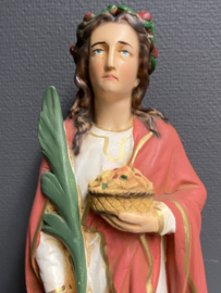 Beeld Heilige Dorothea van Cesarea, gips, 45 cm (7)