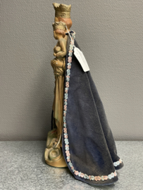 Heiligenbeeld Maria met kind, op halve maan met slang, gips, 36 cm (1)