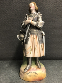 Heiligenbeeld Jeanne D`Arc, biscuitporselein, 21 cm, (23)