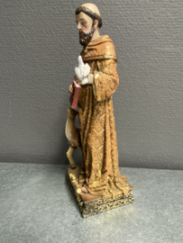 Beeld Heilige Franciscus van Assisi, met hert, 21 cm, resin (3)