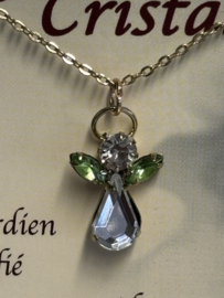 Kristal engel groen aan goudkleurige ketting