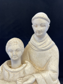 Antonius van Padua met knikneger, missie spaarpot, 26 cm, gips (3)