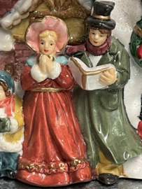 Kerst tafreel, poselein, lamp, Carolsingers 22 x 12 cm (9)