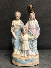 Beeld Heilige Familie, biscuit porselein, 1900, verguld kroontje, 15 cm (2)