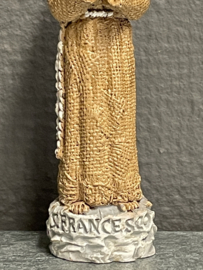 Heiligenbeeld  Franciscus van Assisi met duif, resin, 10cm (10)