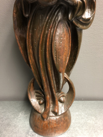 Heiligenbeeld Maria met kind, op halve maan, gips, 61 cm 1930 (G)