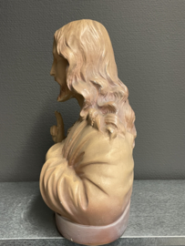 Jezus Heilig Hart, borstbeeld, terracotta, 31 x 31 cm, antiek (0)