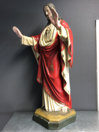Heiligenbeeld Jezus Heilig Hart, 1900 kleine beschadigingen, gips, 70 cm