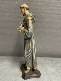 Heiligenbeeld Franciscus van Assisi met vogels 15 cm, resin (10)