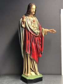 Heiligenbeeld Jezus Heilige Hart beeld, gips, 66 cm, 1900 (G)