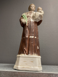 Heiligenbeeld Antonius van Padua, biscuit porselein, antiek, 22 cm (4)