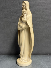 Heiligenbeeld Maria met kind en sterren op mantel, 31 cm, gips, door Maucci (2)