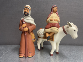 Tocht naar Bethlehem, Terracotta, 21 cm, zwangere Maria (9)