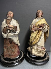 Heiligenbeeld Maria en Maria Magdalena, houten polychroom beelden, 40 cm, ca. 1860 (G)