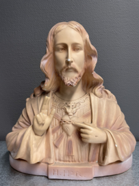 Jezus Heilig Hart, borstbeeld, terracotta, 31 x 31 cm, antiek (0)