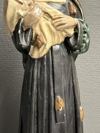 Heiligenbeeld Rita van Cascia gips, 1900, 40 cm met bijen (3)