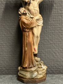 Heiligenbeeld Franciscus van Assisi bij het kruis, 15 cm, resin (10)