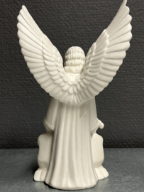 Engelenbeeld beschermengel met 2 kinderen handwerk, 16 cm, porselein ongeglazuurd (11)