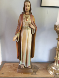 Heiligenbeeld Jezus Heilig Hart, Gips,  66 CM, ST. Jos 1930 Venlo (H)
