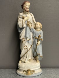 Beeld Heilige Jozef met kind Jezus, 45 cm, gips, (10)