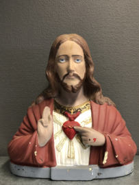 Heiligenbeeld Jezus Heilig Hart, gips 32 cm hoog ca. 1900 (6)