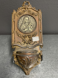 Wijwater bakje, Theresia van Lisieux, Koper, 22 cm (8)