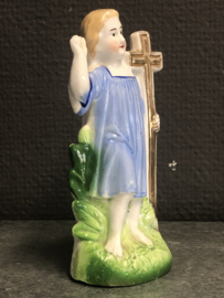 Heiligenbeeld kindje Jezus biscuit, 1900 (licht beschadigt) , 15cm (5)