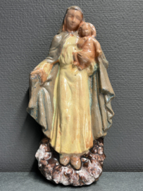 Plaquette Maria met kind, aardewerk jaren '50, 30 CM (2)