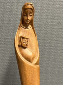 Heiligenbeeld Maria, eikenhout, 32 cm, (4)