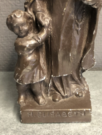 Heiligenbeeld  Elisabeth van Hongarije, Beeldje uit Casteren, gips, 22 cm (5)