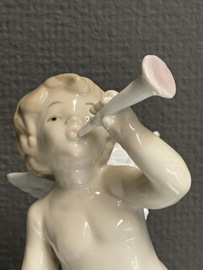 Engel met trompet, LLadro immitatie, 16 cm, porselein (0)