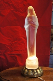 Heiligenbeeld Maria (Leerdam Madonna), 37 cm , incl. lampvoetje (koper) Stef Uiterwaal (20)