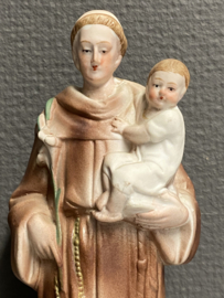 Heiligenbeeld Antonius van Padua, Biscuit porselein, ca 1900, 23 cm (3)