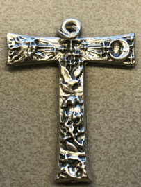 Tau kruis, 3 cm, zilver kleur