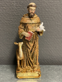 Beeld Heilige Franciscus van Assisi met hert, resin, 14 cm (3)