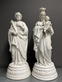Heiligenbeeld Maria met kind en Jozef, biscuitporselein, 1880, 43 cm (5)