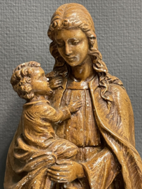 Heiligenbeeld Maria met kind op halve maan, 1960, gips, 50 cm (8)