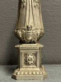 Heiligenbeeld Maria N.D. de Bon-Secoures, metaal, antiek, 22 cm (5)