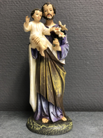 Beeld Heilige Jozef met kind, geperst Resin, 20 cm (8)