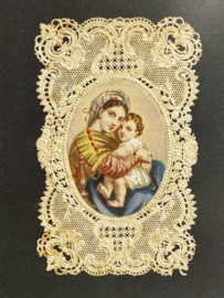 Antieke devotieprent Maria met kind