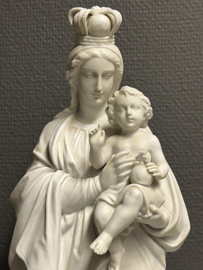 Heiligenbeeld Jozef en Maria met kind, biscuitporselein, 1880, 43 cm (5)