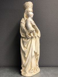 Heiligenbeeld Maria met kind, gekroonde Madonna, gips, gerestaureerd, 54 cm (G)