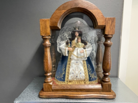 Heiligenbeeld Maria, schrijn met wassen beeld, eikenhout, 45 x 28 x 22 cm 1930 (1)