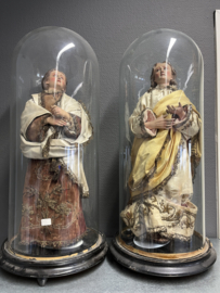 Heiligenbeeld Maria en Maria Magdalena, houten polychroom beelden, 40 cm, ca. 1860 (G)
