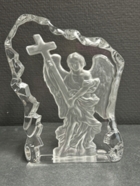 3D Glas-sculptuur engel met kruis